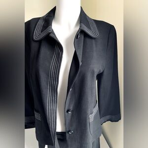 Zara black rayon blend short blazer jacket 3/4 sleeves collar two pockets US 10